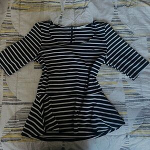 Women's Black and White Striped Top